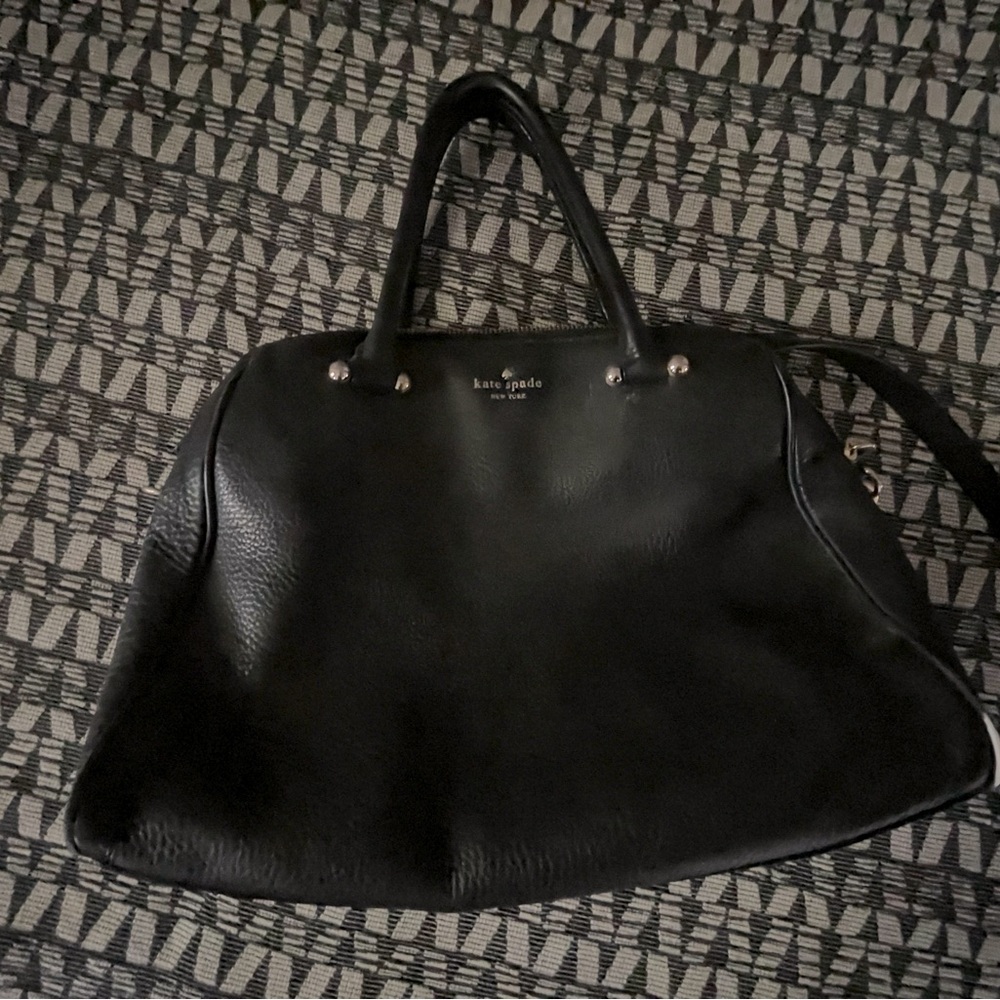 Kate Spade medium black leather satchel with cross body option